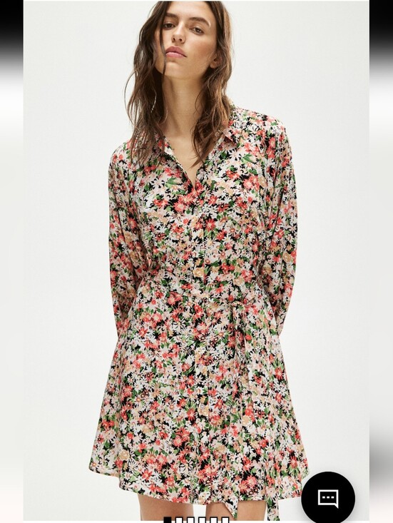 H&M Dresses & Skirts - H&M Floral Balloon-sleeved Button Down shirt dress Y2K Cottagecore Vintage